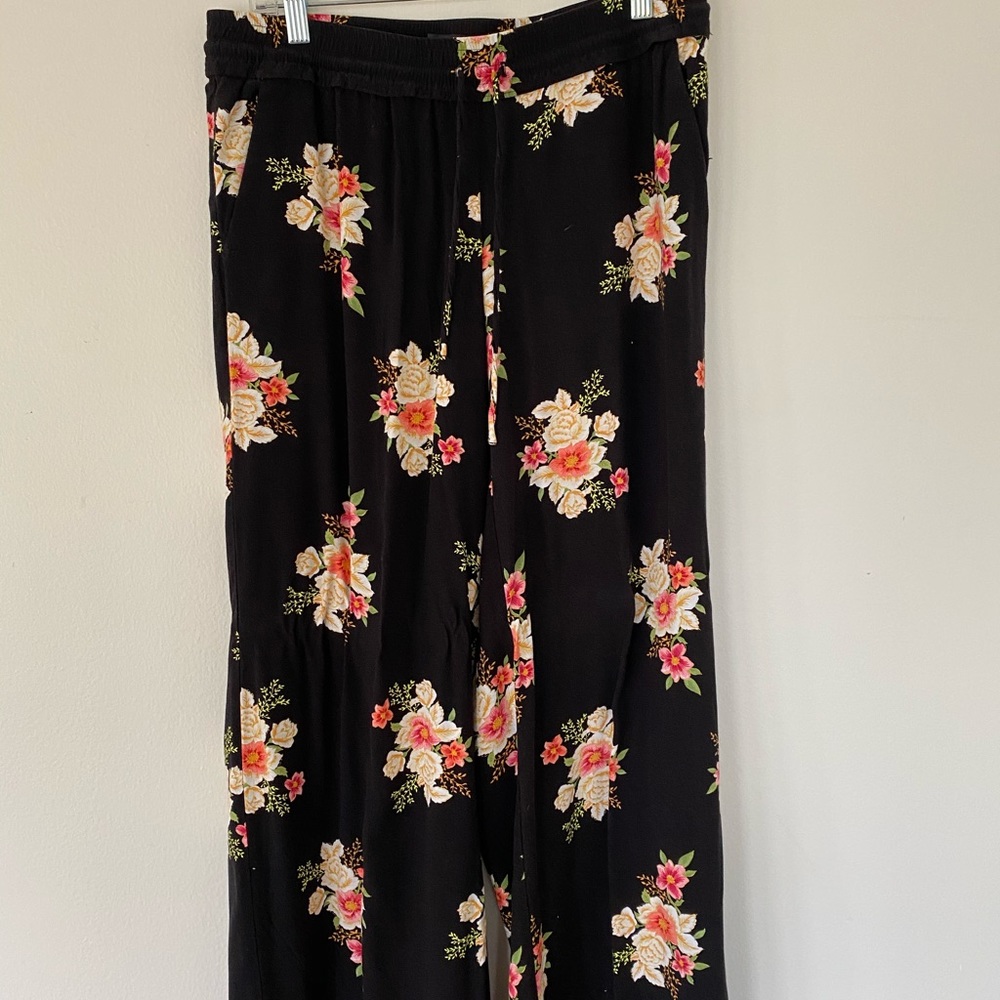 Black and floral pants